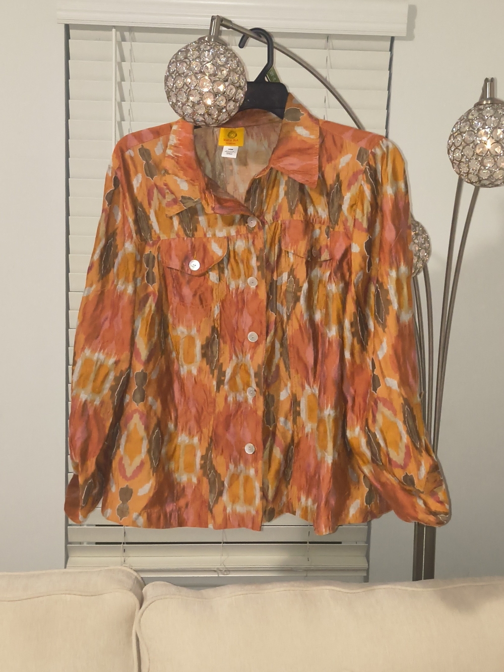Ruby Rd. Orange Pink and Brown Abstract Button-Front Top - Picture 8 of 8
